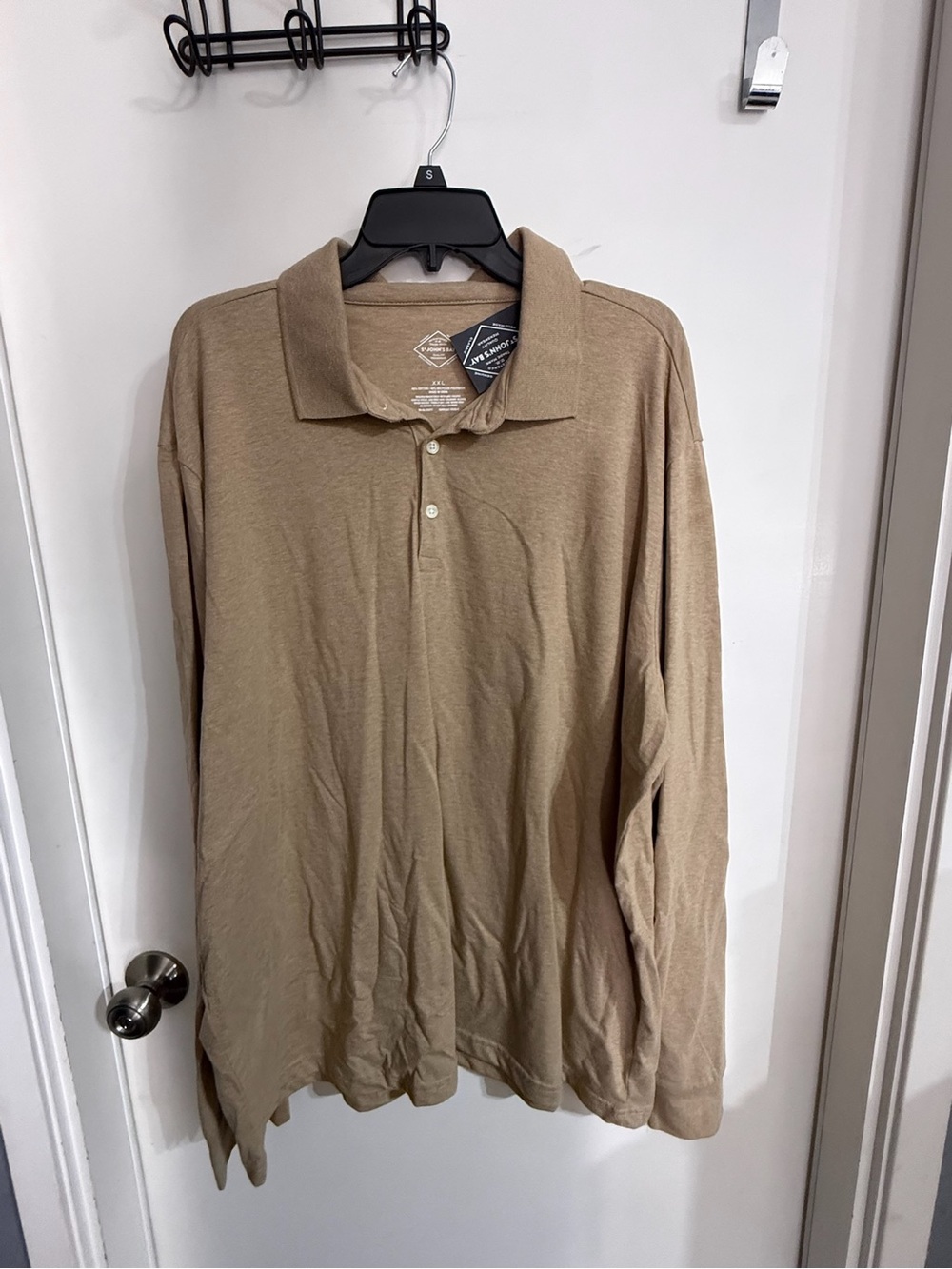 BNWT Men’s St John’s Bay Long Sleeve Collar Camel Heather Shirt Size XXL